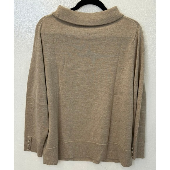 NWT Talbots Size 2X Sabrina Wool Metallic Gold "Mink Heath" Sparkle Sweater - Picture 5 of 7